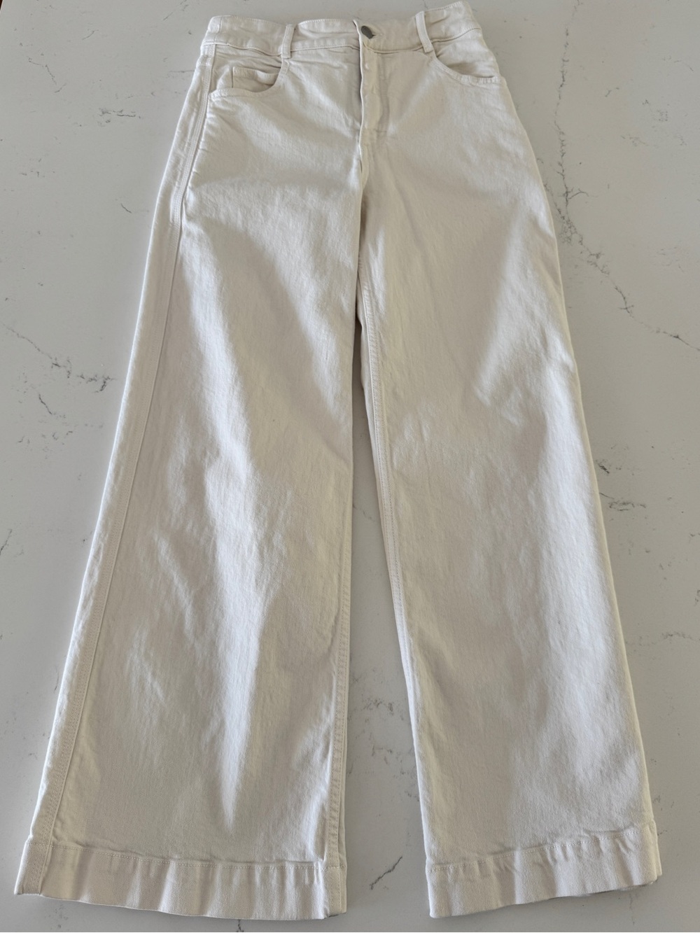 A.L.C. White Wide Leg Jeans Cropped Raw Hem Size 24